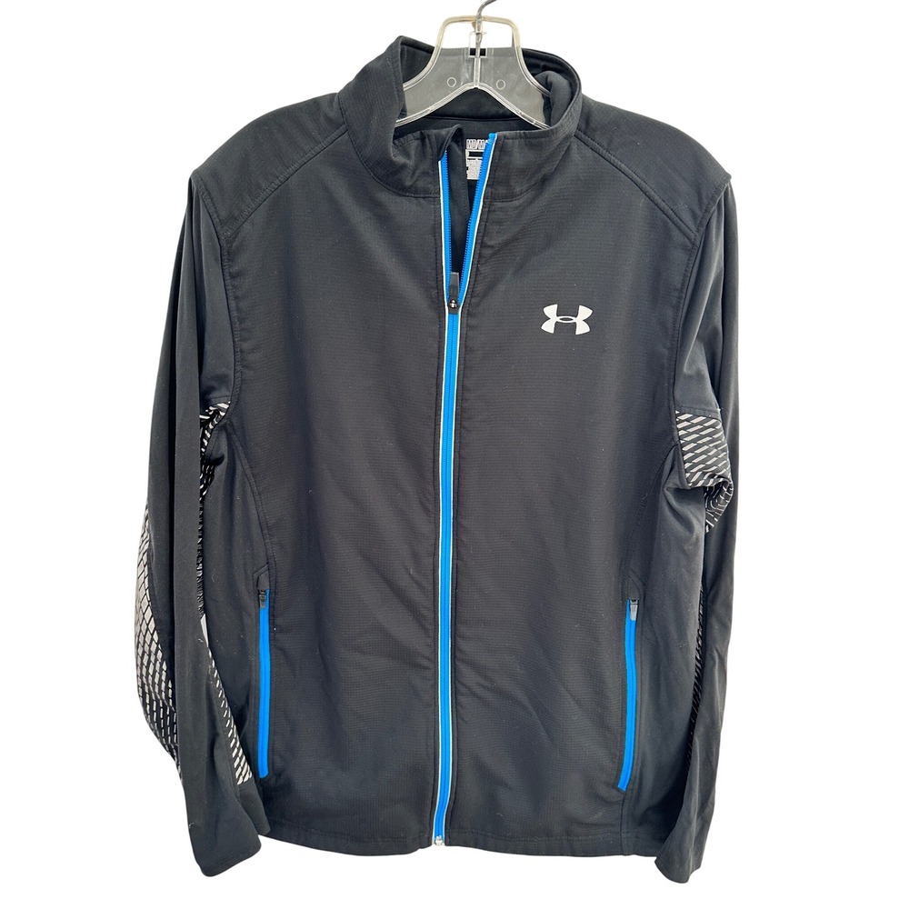 Under Armour Mens Black Fitted‎ Full Zip Running Jacket Medium Athletic